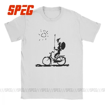 Picasso Quixote, Andar de Bicicleta Homens T-Shirt Vintage T-Shirt de Manga Curta O Pescoço T-Shirts de Algodão Idéia do Presente Tops