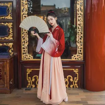 Hanfu Mulher Chinesa Trajes de Dança Oriental Asiática da Dinastia Ming Fada Fotografia de Show no Palco Vestido para as Mulheres