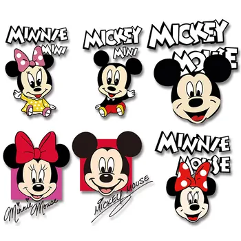 A Disney de animação dos desenhos animados do Minnie do Mickey mouse Bebê cabeça animal de Transferência de Calor para o Vestuário, a Letra Impressa Adesivos fusível patch
