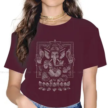 Branca De Meio-Tom Gráfico TShirt Ganesha Ganapati Deus Da Sabedoria Da Índia Criativo Confortável Camiseta Feminina Tee Especial Idéia De Presente