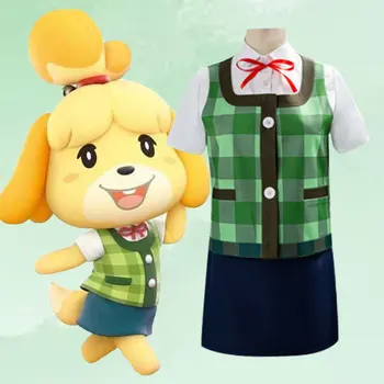 Animal Crossing Isabelle Cosplay Traje Jogo Animal Crossing Novos Horizontes Traje Mulheres Uniforme Roupa Cauda Headwear