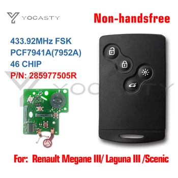 YOCASTY 433 mhz FSK PCF7941A Cartão Inteligente Para Renault Megane III Fluence Laguna III Cênica De 2009 1010 2015 Não-mãos-livres Sem