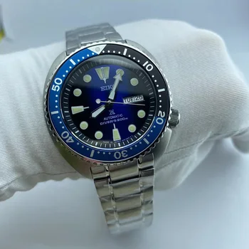 42,5 mm Abalone Caso Inoxidável, caixa do Relógio de Aço Vidro de Safira Relógio de Mergulho NH36 Movimento relógio masculino