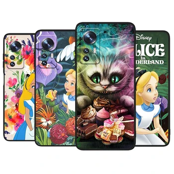 Alice no país das Maravilhas da Disney Para o Xiaomi Mi 12 11 10 11T 10T 9T 9 8 Nota 10 Pro Ultra Lite TPU Silicone Macio Preto caixa do Telefone