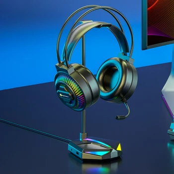 RGB Fone de Suporte da Liga de Alumínio de Fone de ouvido para Jogos Titular com 3 USB e 3,5 mm para Portas Balcão de Fone de ouvido Titular Prateleira de Acessórios para PC