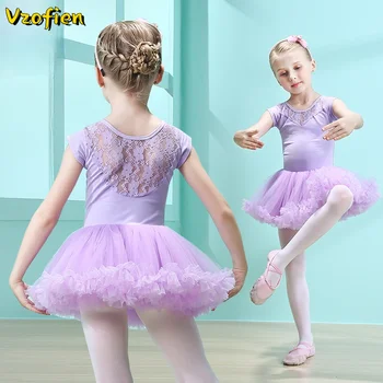 As crianças do Ballet Dança Trajes Meninas da Ginástica os collants de Roupa Tutu Vestido de Manga Curta Bailarina de Vestuário, roupa de balé