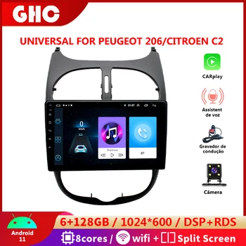 GHC 9 Polegadas DVD Player do Carro Android para Peugeot 206 Citroen C2 Multimédia Player para Carro com wi-FI da Câmara Smart Navegação GPS