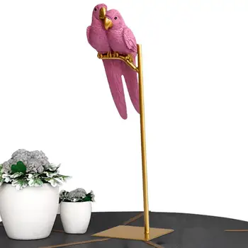 Resina Papagaio Ornamento Estátua Casal De Arara-De-Pássaro Realista Tropical Papagaio Escultura Para O Office Bookshelf Decoração Do Ambiente De Trabalho