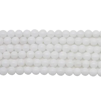 4 6 8 10 12 mm de Pedra Natural Branca da Porcelana do Jades bolinhas Soltas Espaçador Miçangas Para Fazer Jóias DIY Pulseira em Massa Atacado