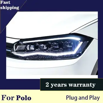 Estilo carro para VW Polo Faróis de 2019 2020 Novo Polo Farol do DIODO DRL Lâmpada de Cabeça Baixa Feixe Feixe de Alta conduziram TODOS Acessórios carro