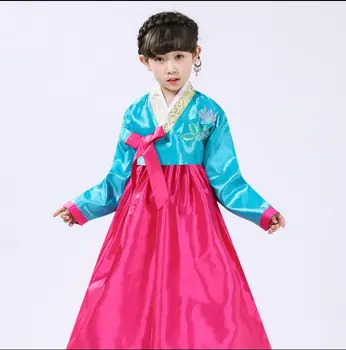 Crianças Hanbok coreano Roupa do Traje de Dança, as Meninas de vestido de Desempenho Clássica