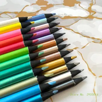 24 Cores Metalizado Lápis de cor Não-tóxico Desenho a Preto Lápis de Pré-Afiada Cores Sortidas Madeira Esboço Lápis Conjunto