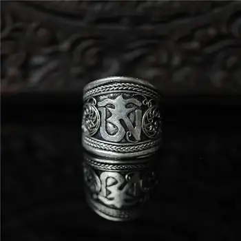 Tibetano Anéis de Metal de Cobre OM Amuleto de anilhas Abertas para o Homem Tibete Mantras Anel R084 