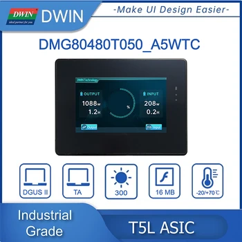 DWIN de 5,0 Polegadas LCD Módulo Com a Shell, 800*480 HMI Painel de Toque Capacitivo, Smart Screen UART TFT - DMG80480T050_A5WTC