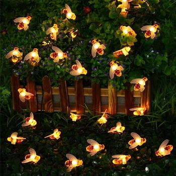 5M 50LED Lâmpada de Mel de Abelha Led String de Fadas Luz Exterior do Muro do Jardim do Pátio Garland Luzes de Parede Decoração da Festa de Aniversário de Diy Decoração