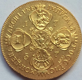 24-K banhado a ouro russo Moedas de 1757 cópia 30mm