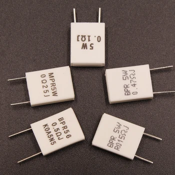 5Pcs de 5 Watts MPRBPR Não-Indutivo de Cimento Resistor 0.0150.0680.10.220.330.250.470.5 RJ Ohm