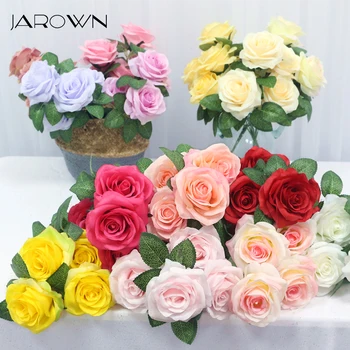 34 cm de Rosas de Seda, Flores Artificiais Pequeno Buquê de 5 Cabeça de Falso Flor do Dia dos Namorados Casamento Decoração Interior Flores DIY Suprimentos
