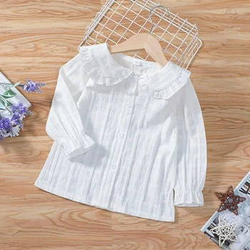 Ootd Para o Bebê Recém-nascido Menina T-shirt de 3 Meses A 6 Anos de idade de Moda de Verão de Algodão Branco de Manga Longa Tees