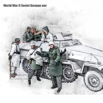1/35 segunda guerra mundial Blindados Soldados de Inverno Uniformes 6 Pessoas, Sem Tanques de Resina Figuras Desmontado e sem pintura, Bricolage Modelo de Kit de Brinquedos