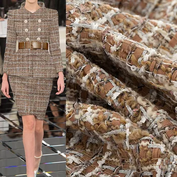 50x140cm Caramelo Lantejoulas Fita França Tweed Tecidos de Vestuário Materiais Para a Mulher Outono Saia Jaqueta Casaco Bolsa de Pano de DIY