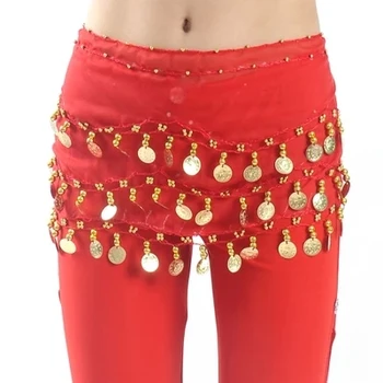 Criança cintura cadeia de hip lenço de crianças de dança do ventre, dança indiana cinto de 12 cores 68 moedas