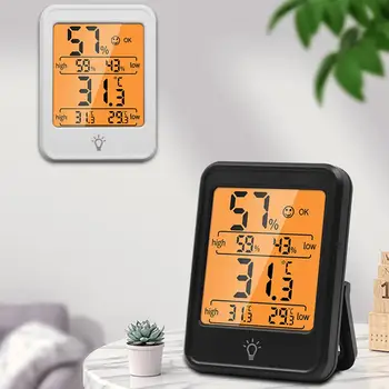 Eletrônico Digital Thermo higrômetro termômetro Medidor da Umidade da Temperatura Com luz de fundo Estação Meteorológica Relógio Para a Sala de estar do Quarto