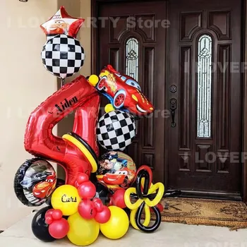 34pcs disney Carros série de Balões Relâmpago McQueen Folha de Balão de Aniversário de Crianças decorações do Partido menino brinquedos de Presente Globos