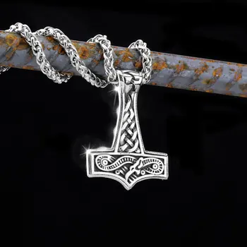 Norse Vikings Thor o Martelo Mjolnir Rune Amuleto Colar de Cadeia do Aço Inoxidável Vegvisir Âncora Pingente Masculino Jóias por Atacado
