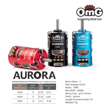 OMG-TG-AURORA Sensored Brushless Mini Motor 3500KV 4500KV 5500KV Para 1/27 1/28 Mini-Z Carro RC