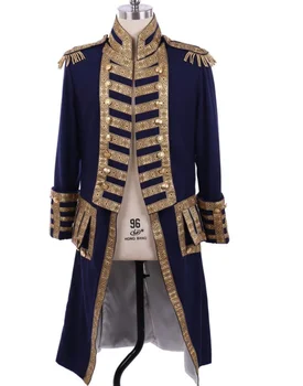 Século 18 Mens Real Militar Medieval Uniforme da Jaqueta do Traje Colonial Smoking Hamilton Casaco de George Washington