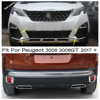 ABS Cromado / Fibra de Carbono Olhar eléctricos faróis de Nevoeiro Lâmpadas Moldura Tampa de acabamento Para Peugeot 3008 3008GT 2017 - 2020 Acessórios