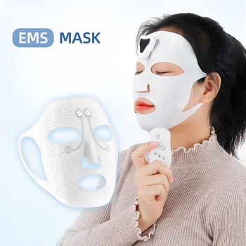 3D EMS Facial Eletrônico Máscara de Silicone Lavável Máscara de Rosto Massager Pele Mouisture Máquina de Elevação Anti-Rugas Rejuvenescimento da Pele