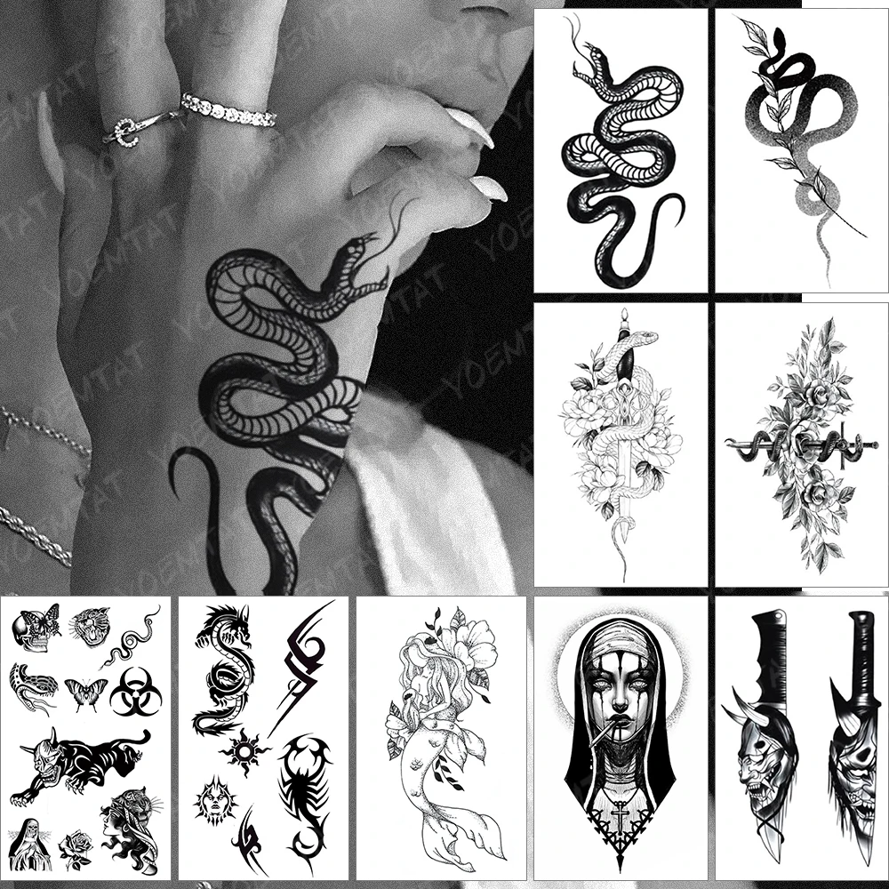 Tatuagem Temporária impermeável Etiqueta Preto Borboleta Tatuagem